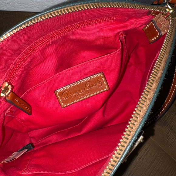 Dooney & Bourke Pebbled Leather Crossbody Green British Tan Trim - Picture 9 of 11